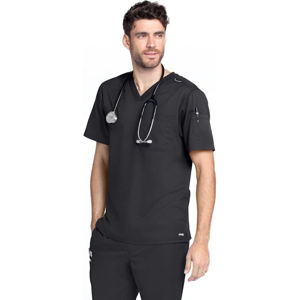 Grey's Anatomy Scrub Set Cargo Pants & V Neck Top Men's Black Size Small